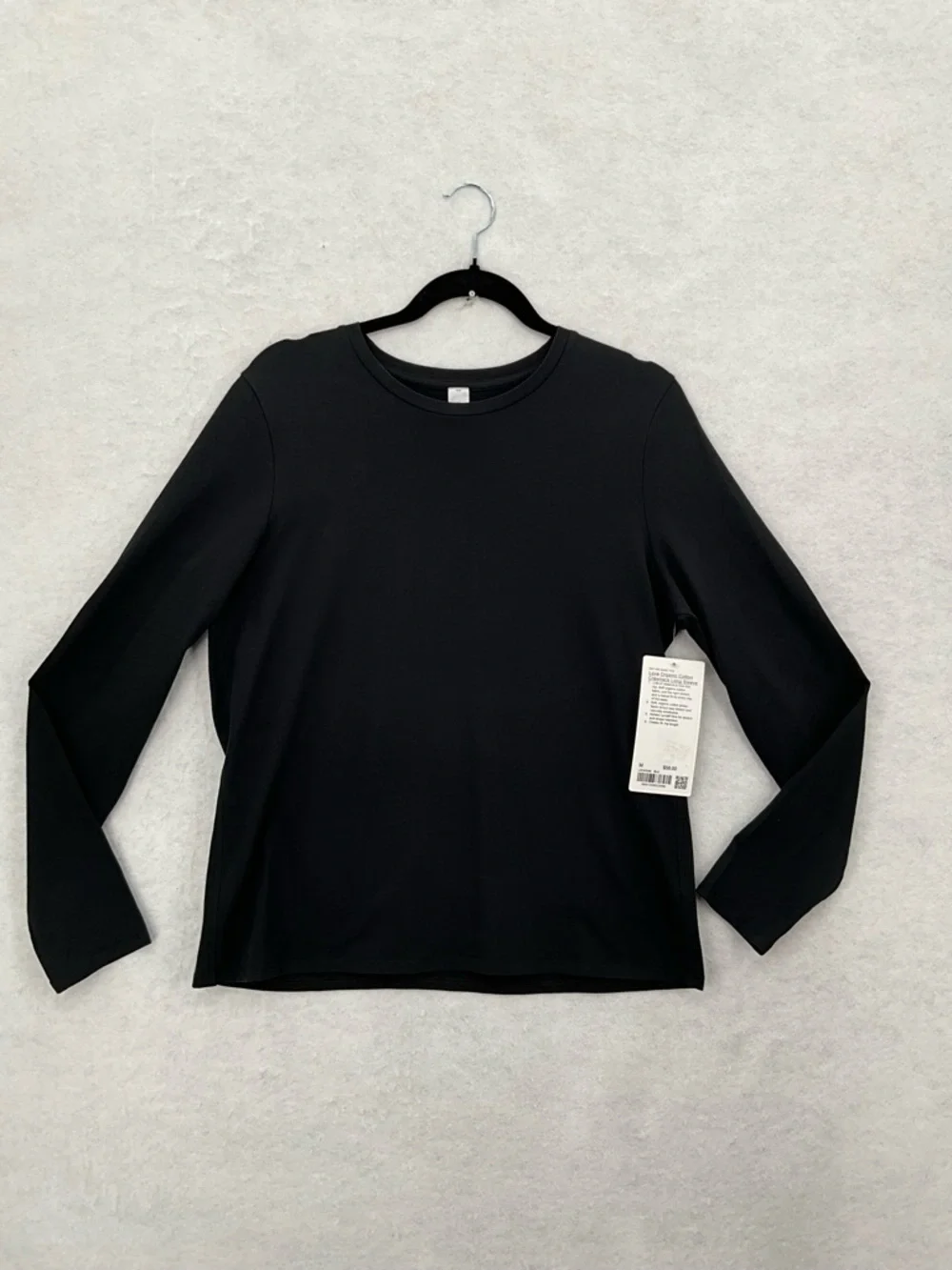 NWT Lululemon Organic Cotton Crewneck‎ Long-Sleeve Shirt Black Medium